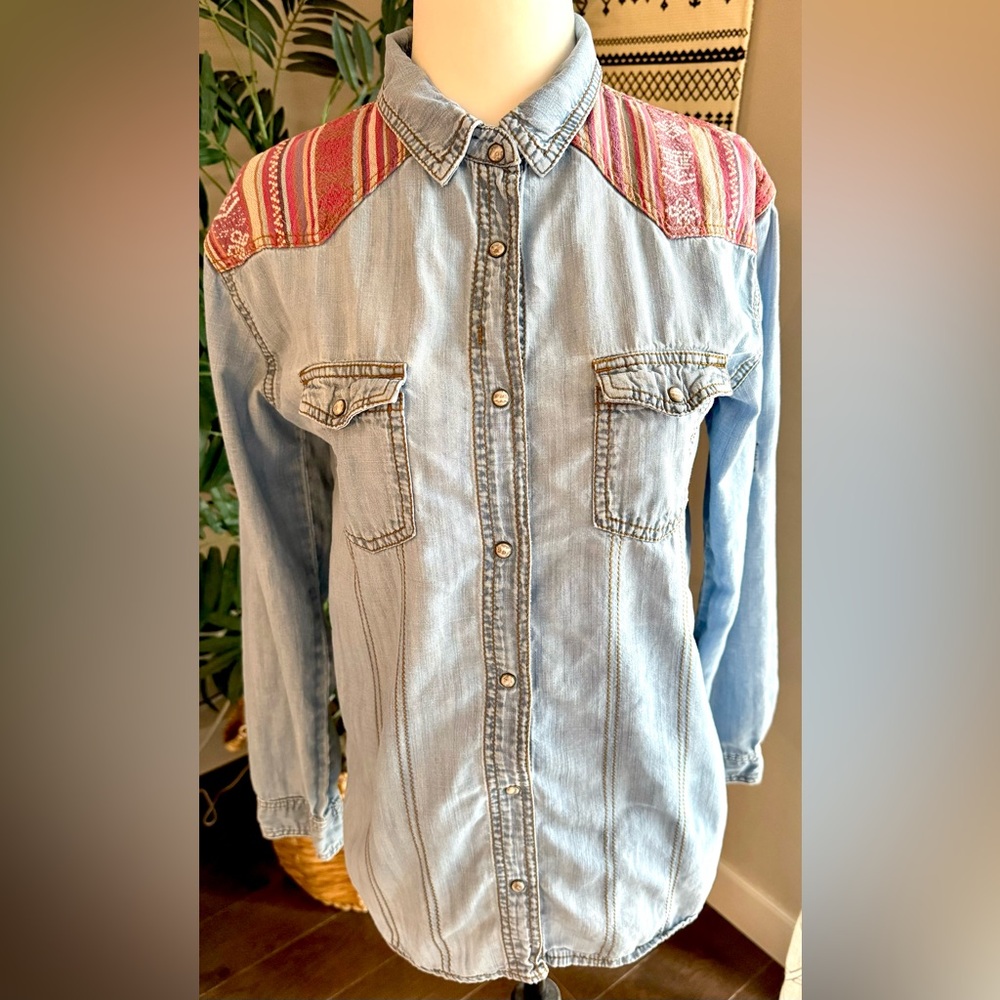 Life in Progress Western Boho Denim Shirt
